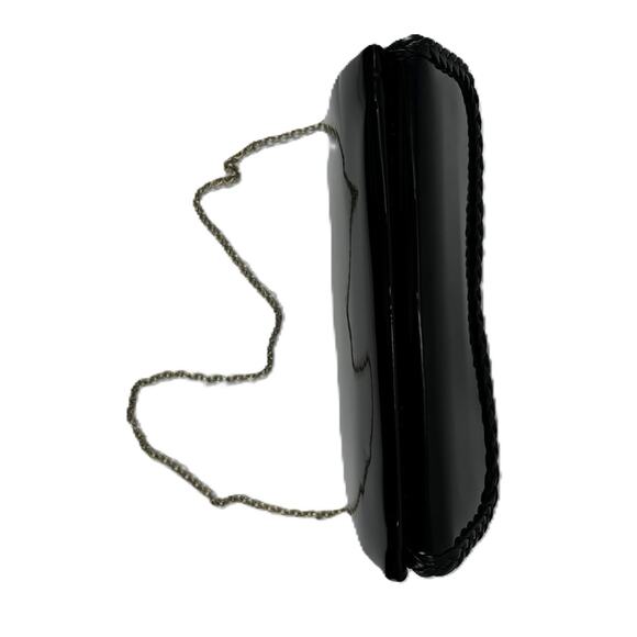 Vintage Midcentury Ande Handbag Black Clutch Purse Patent Leather with Chain - Picture 6 of 16